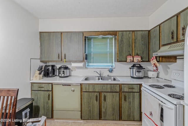 kitchen with white appliances and sink