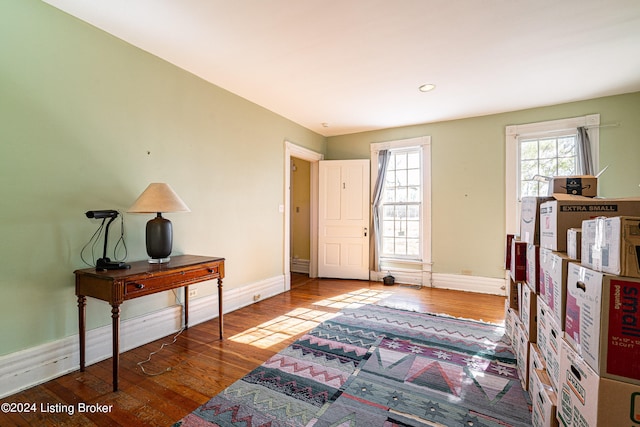 interior space featuring dark wood-type flooring