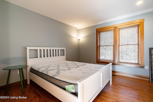 bedroom featuring dark wood-type flooring