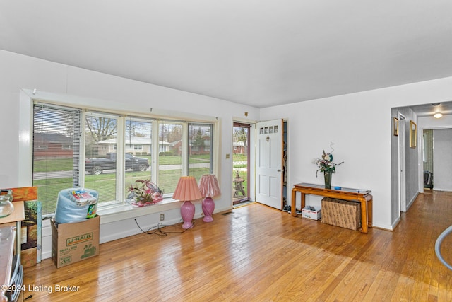 interior space with light hardwood / wood-style floors