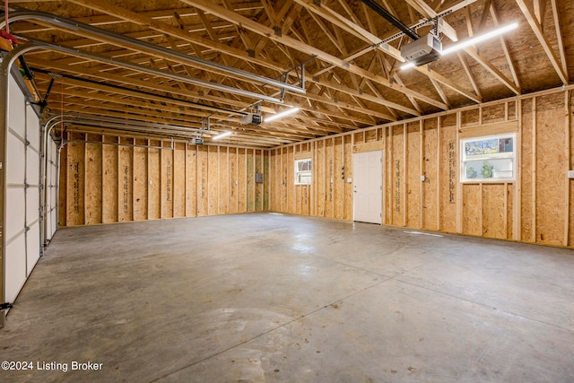 garage with a garage door opener