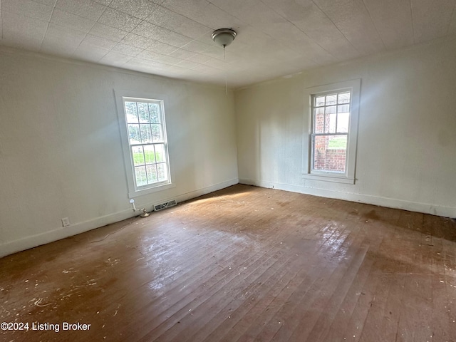 spare room with wood-type flooring