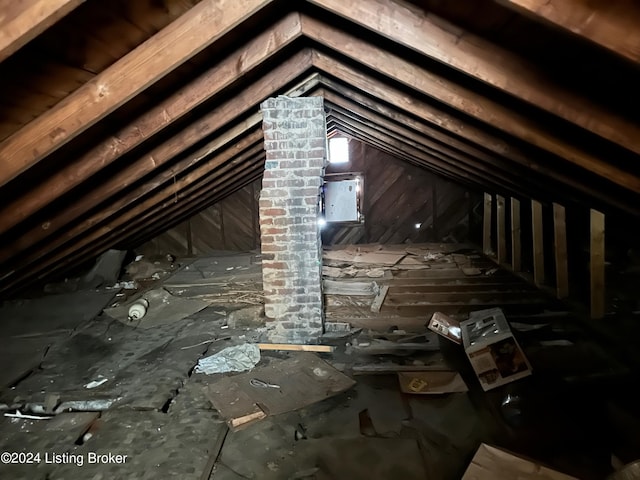 view of unfinished attic