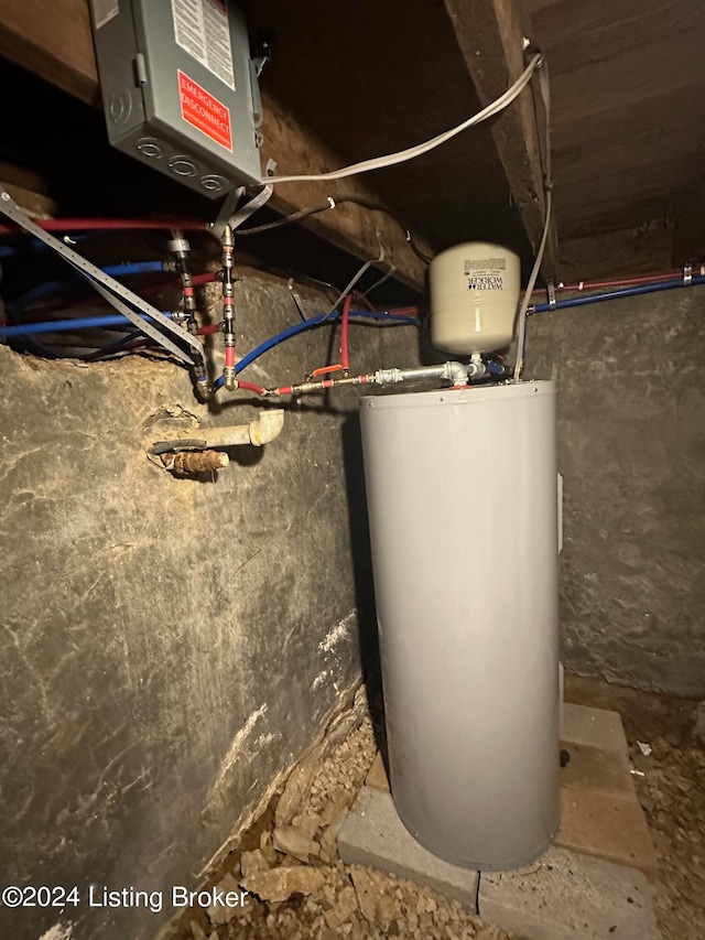 utility room with water heater