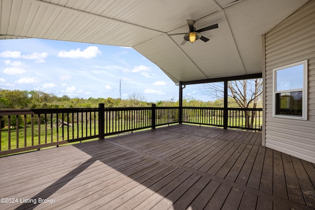 wooden terrace with ceiling fan