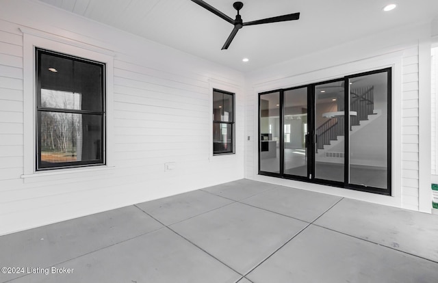 view of patio with ceiling fan