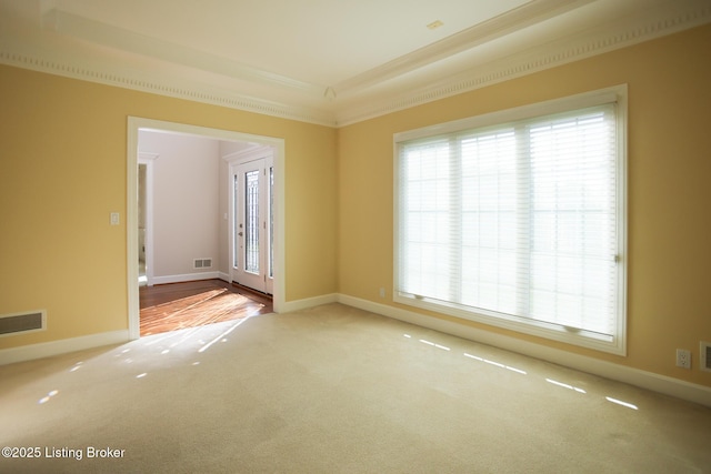 9602 Moorfield Cir, Louisville, KY 40241 - carpeted empty room featuring crown molding, baseboards, and a tray ceiling