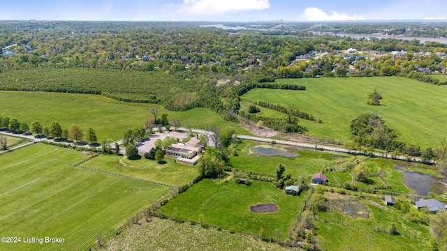 aerial view featuring a rural view