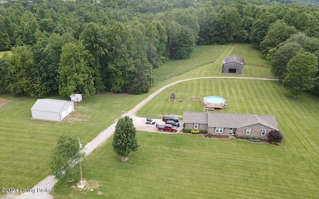 aerial view featuring a rural view