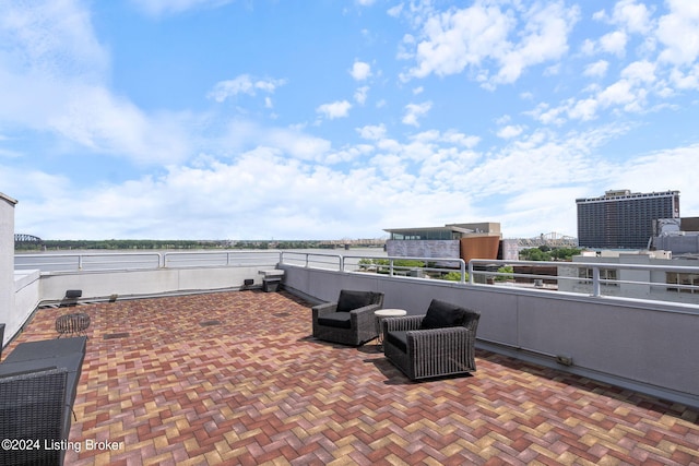 view of terrace featuring a balcony