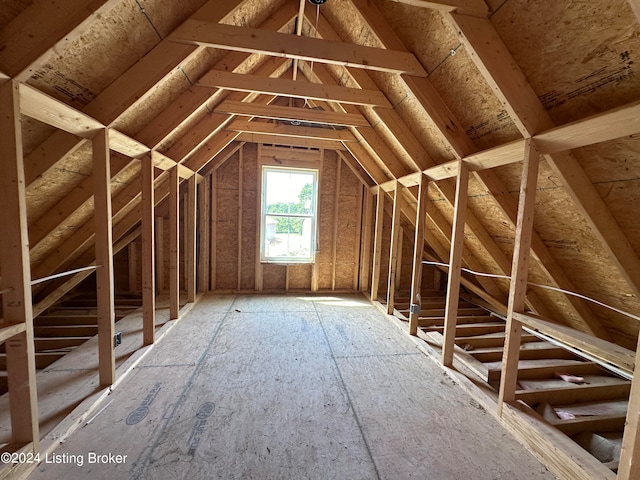 view of unfinished attic