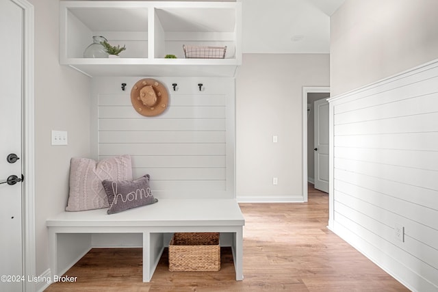 mudroom with light wood-type flooring