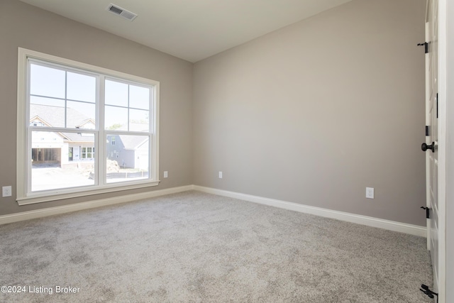 spare room featuring light colored carpet