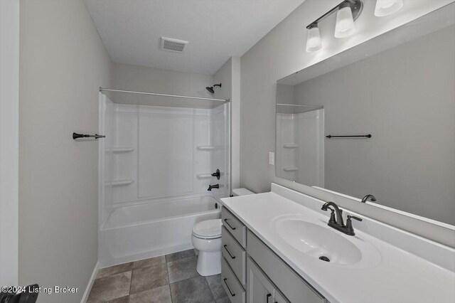 full bathroom with vanity, toilet, and tub / shower combination