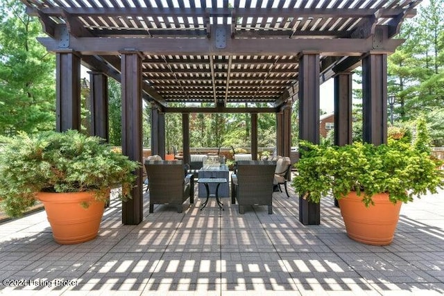 view of patio / terrace featuring a pergola