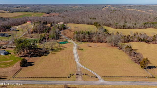 bird's eye view with a rural view