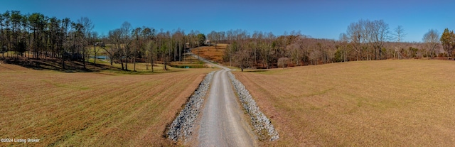 view of road featuring a rural view