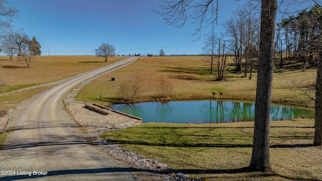 view of water feature with a rural view