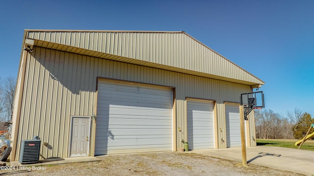 garage with central air condition unit