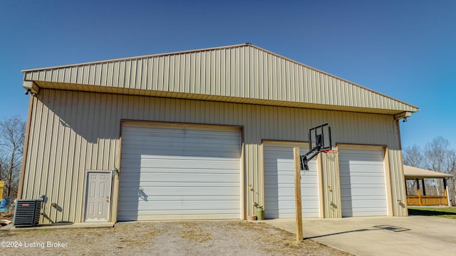 garage with central AC unit