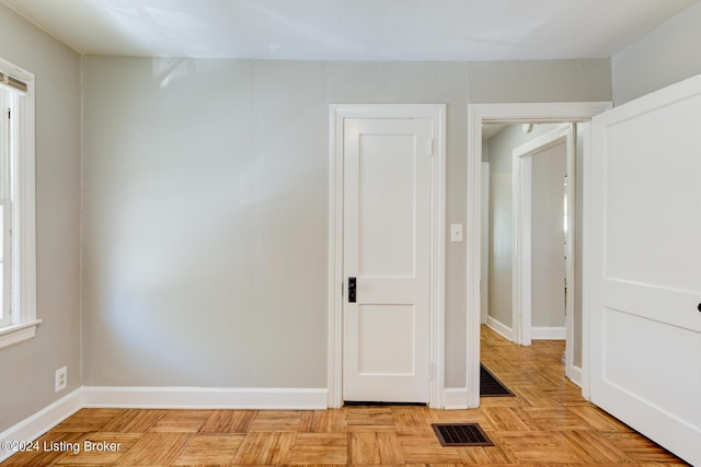 interior space featuring light parquet floors