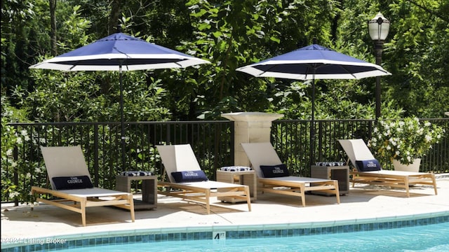 view of pool featuring a patio area