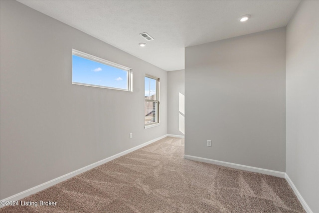 spare room with carpet and a textured ceiling