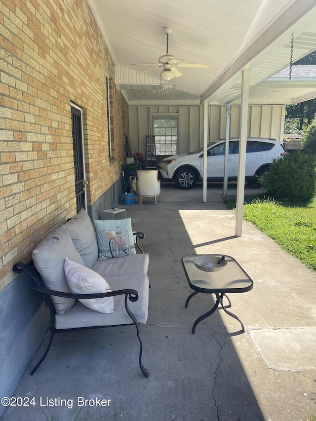 view of patio / terrace featuring ceiling fan