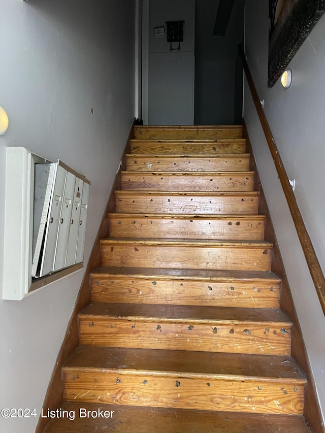 stairs with a mail area