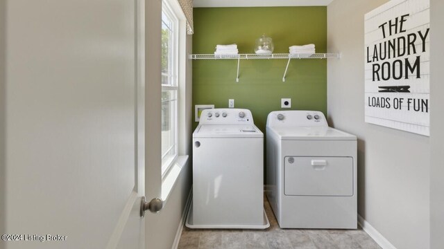 washroom featuring separate washer and dryer