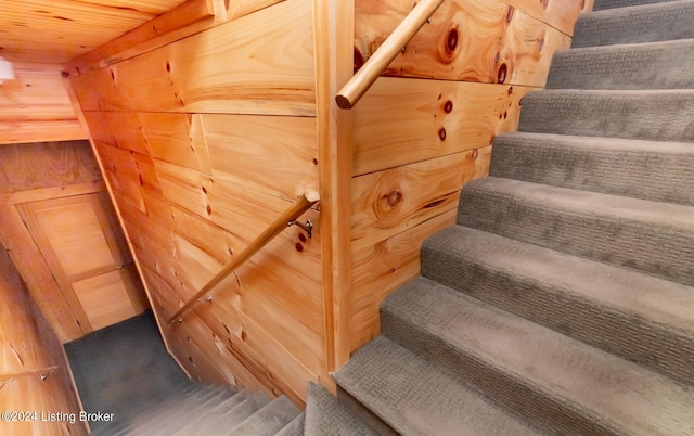 stairs with wooden walls