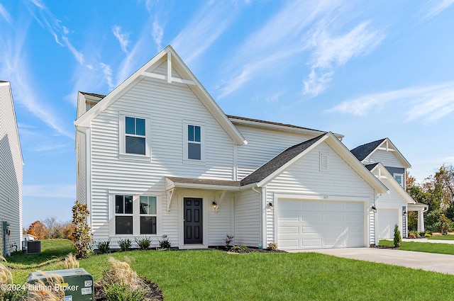 front facade featuring a front yard and central AC