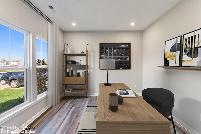 office area featuring hardwood / wood-style floors