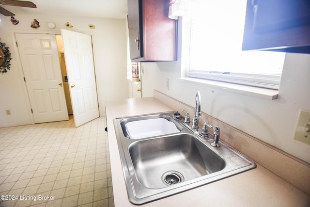 kitchen with ceiling fan and sink