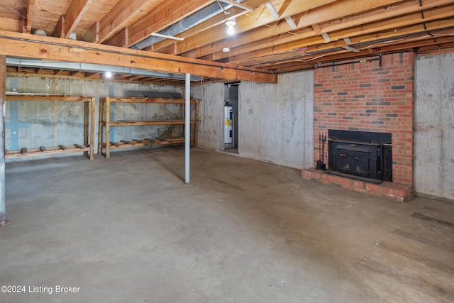 basement featuring electric water heater