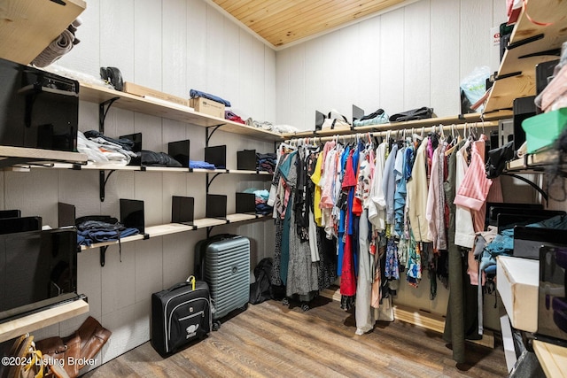 spacious closet featuring hardwood / wood-style flooring