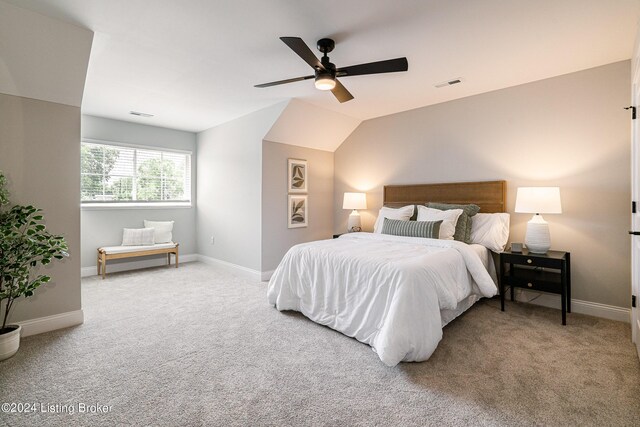 bedroom with carpet flooring, visible vents, and baseboards