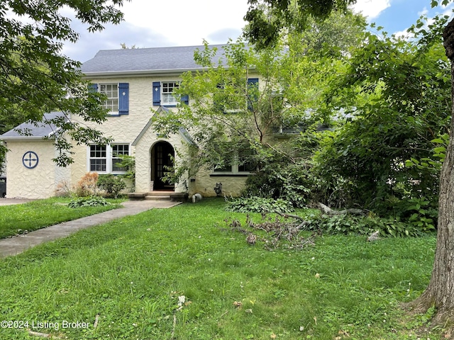 view of front of property featuring a front yard