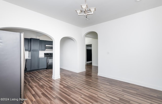 interior space with dark hardwood / wood-style floors