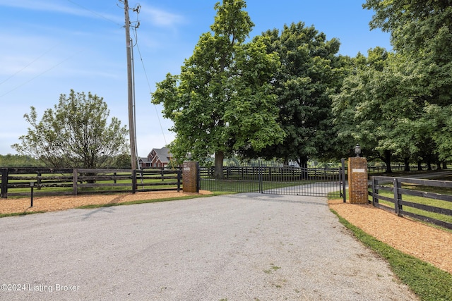 view of street with a rural view