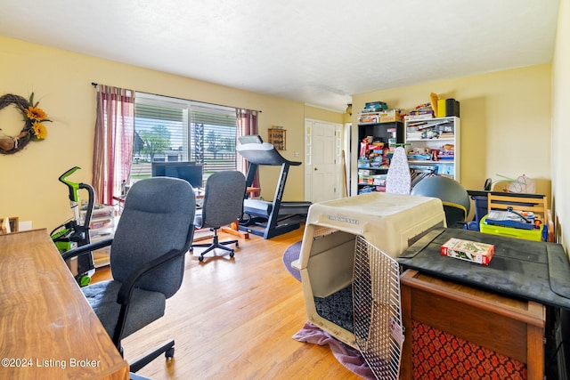 office space featuring light wood-type flooring