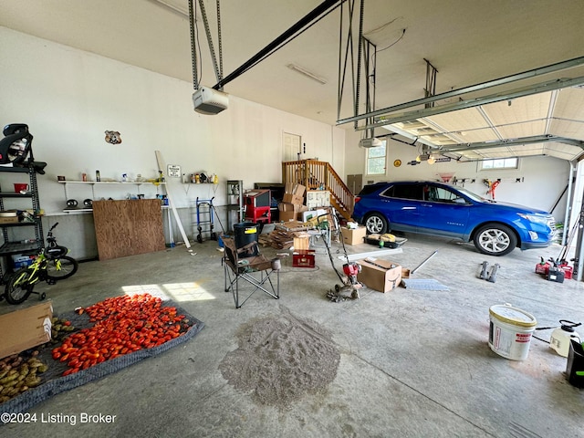 garage with a garage door opener