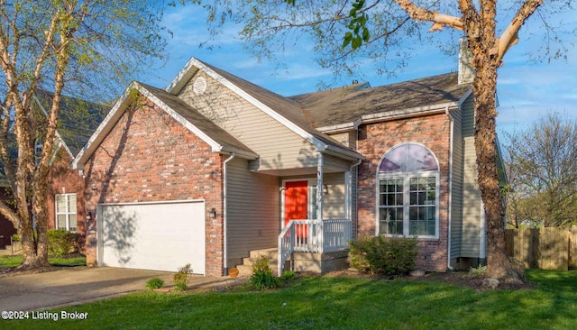 view of front of property featuring a garage