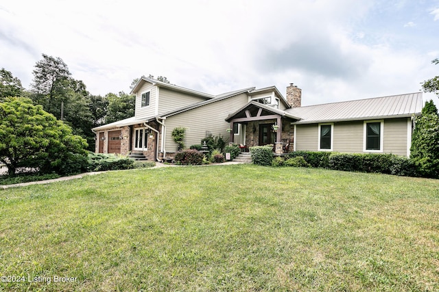 craftsman-style home with a front lawn