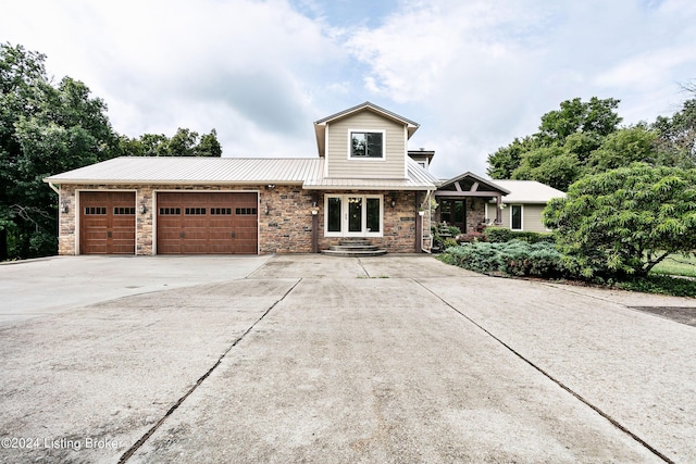 view of front of house with a garage