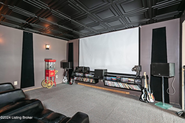 view of carpeted home theater room