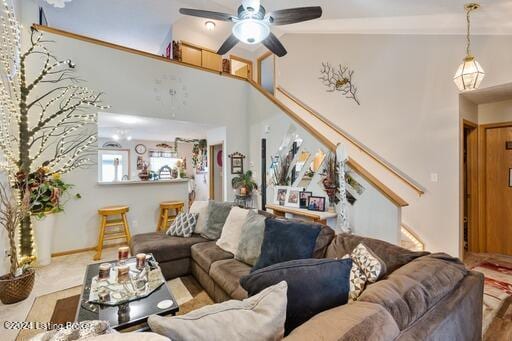 living room with ceiling fan