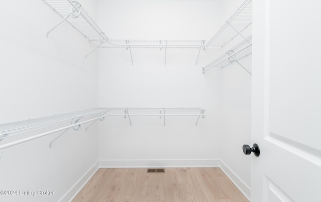 spacious closet featuring light hardwood / wood-style flooring