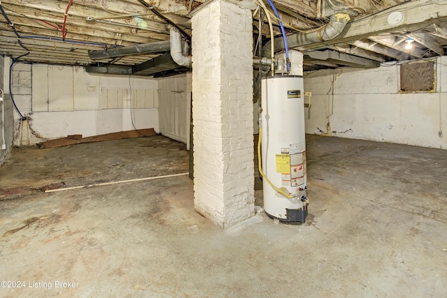 basement with water heater