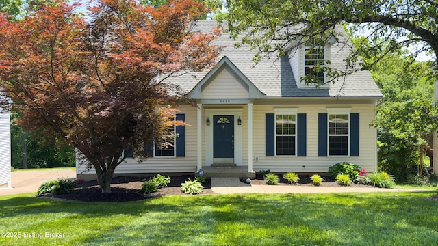 6618 Riverbirch Dr, Pewee Valley, KY 40056 - cape cod-style house featuring a front lawn and roof with shingles